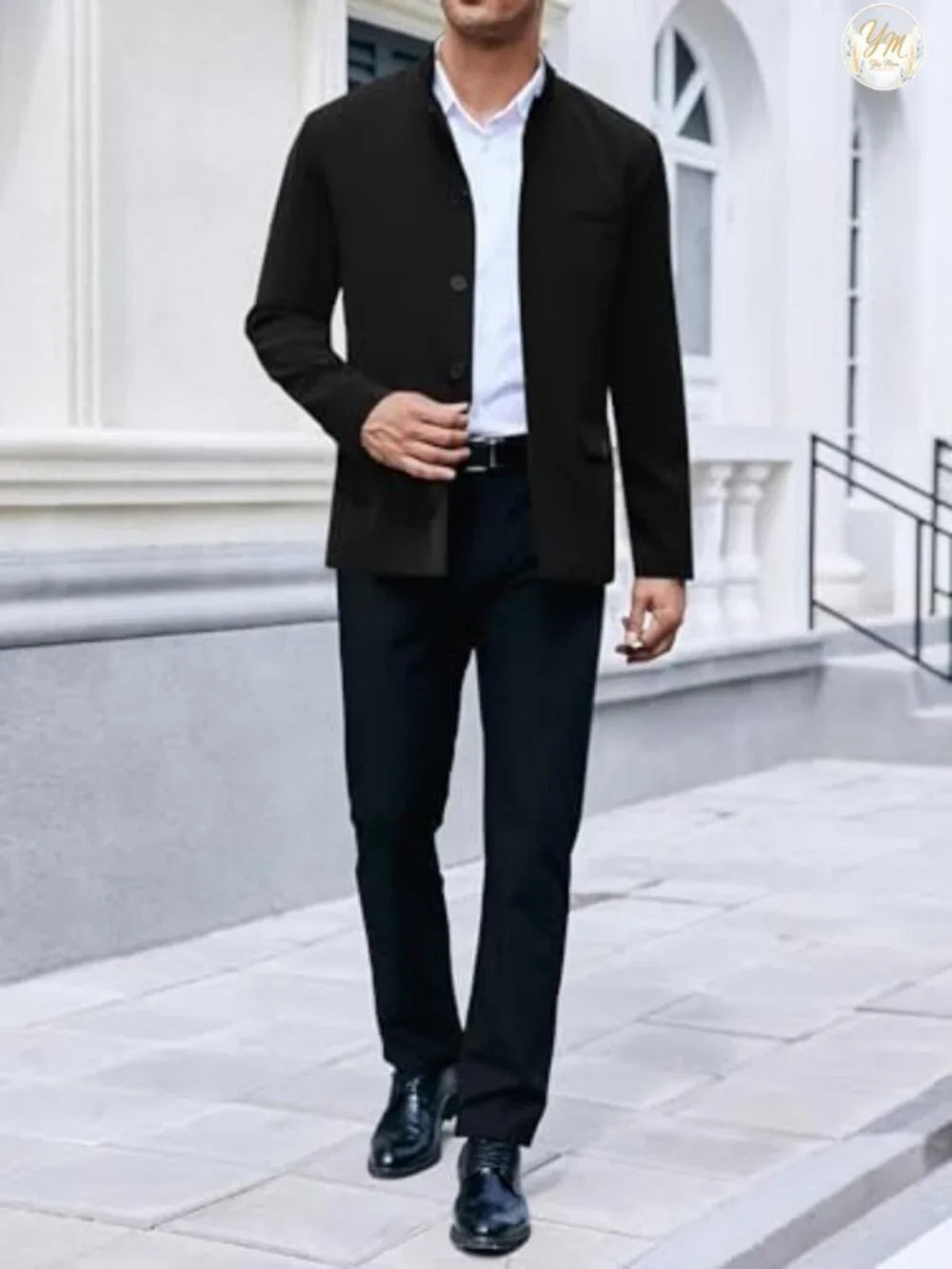 Casual Suit Blazer Stand Mandarin Collar Lightweight Lined Sport Coat